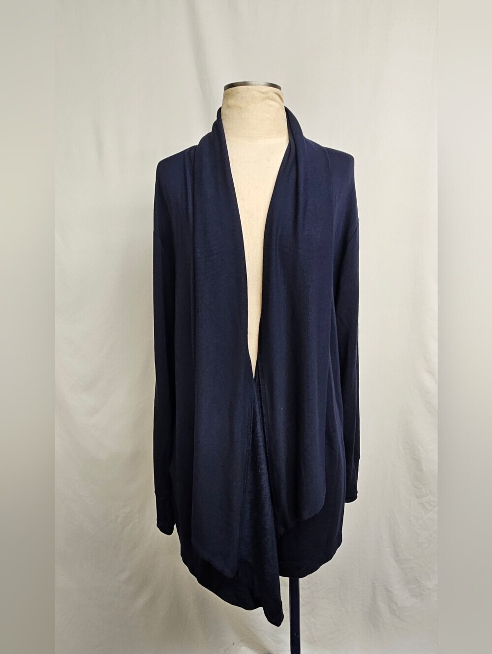 Athleta Womens Pranayama Restore Wrap Cardigan Blue Navy Cocoon Open Front XLARG